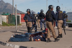 Photo of arrest during Langa protest