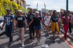 Photo of protesters at UCT on 4 October 2016