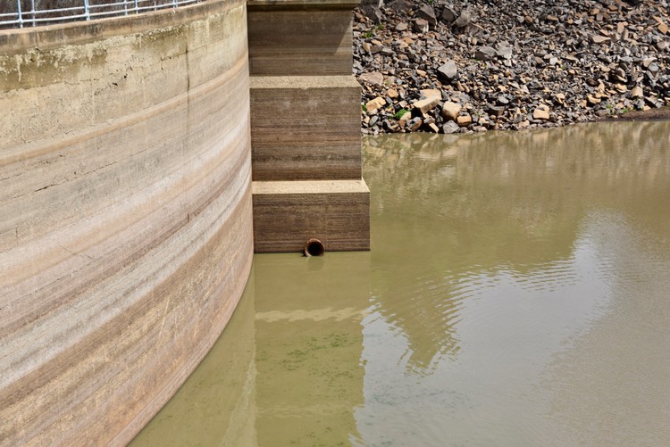 Photo of dam with low water