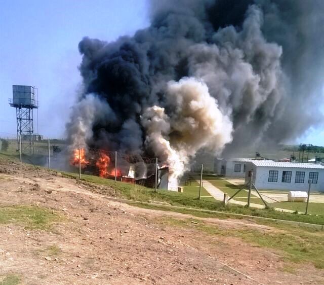 Photo of burning building