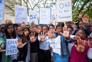 Photo of marine biology student protest