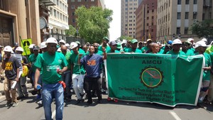 Photo of miners outside court