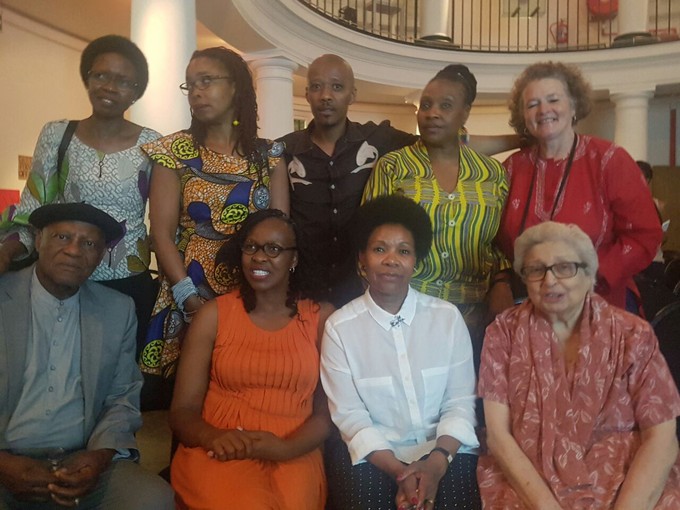 Photo of women anti-apartheid activists and two men