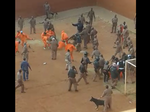 Photo of prisoners in a courtyard