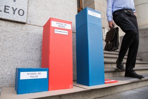 Photo of boxes outside court