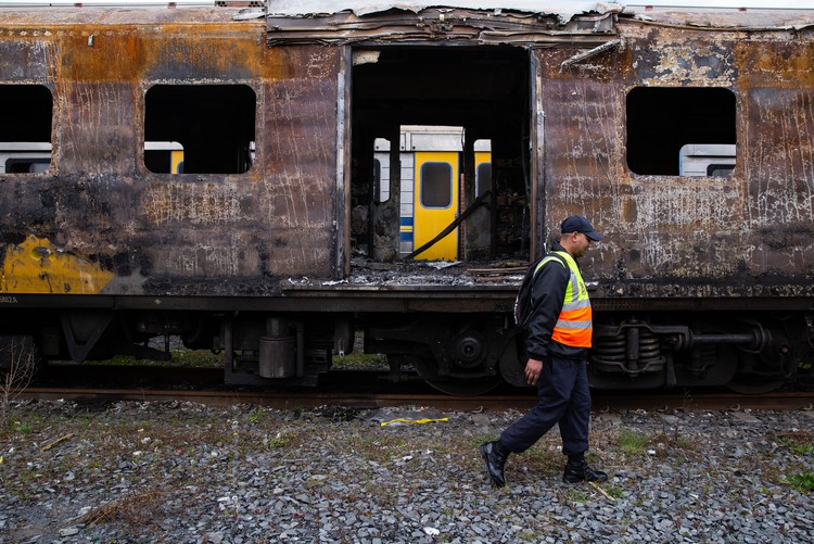 Photo of torched train.