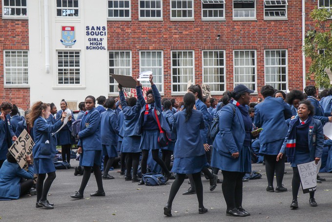 Photo of Sans Souci girls protesting