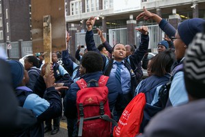 Photo of protesting learners