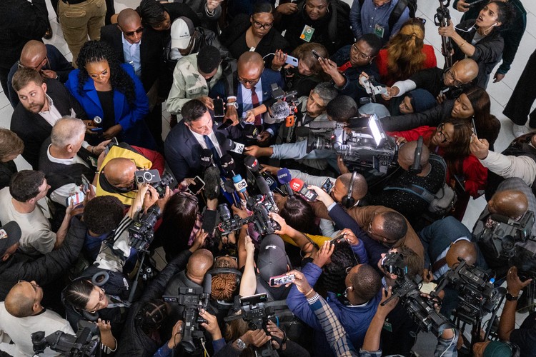 Media interview DA leader John Steenhuisen during the first sitting of the seventh Parliament at the CTICC in Cape Town South Africa. - Ashraf Hendricks