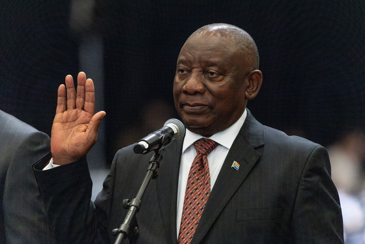 South African President Cyril Ramaphosa during the first sitting of the seventh Parliament at the CTICC in Cape Town South Africa. - Ashraf Hendricks