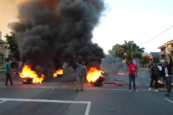 Photo of fires in the street in East London