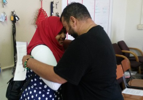 Top achiever Nabeelah Abdullah is tearful as her teacher Regan Ford announces her results. Photo by Barbara Maregele.