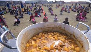 Children wait for food in Lavender Hill