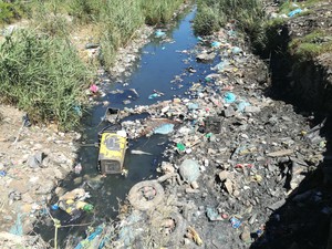 Photo of litter in river