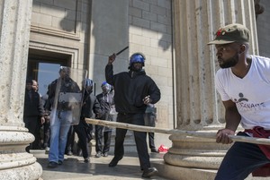 Photo of police and protest