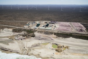 Aerial photo of a coastal mine