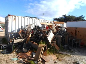 A pile of broken furniture