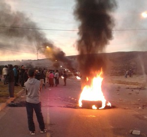 Photo of burning rubble