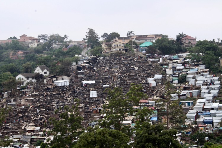 Photo of burnt shacks