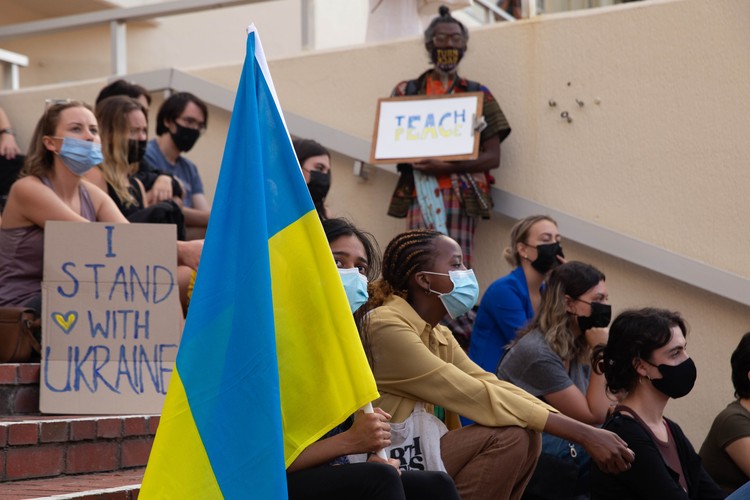 Photo of protest against Russian invasion of Ukraine