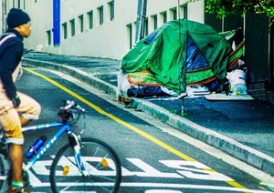 Photo of a tent on the pavement in Observatory.