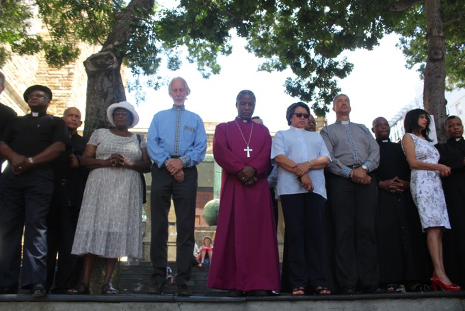 Photo of protest outside St George\'s Cathedral