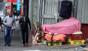 Photo of a homeless person's bed