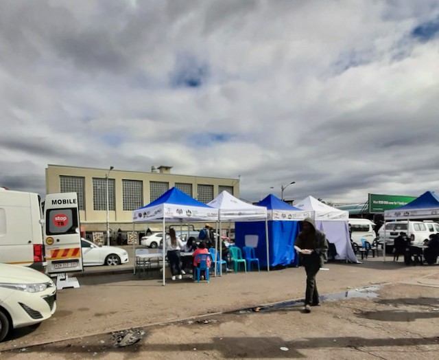 Photo of awnings at a taxi rank