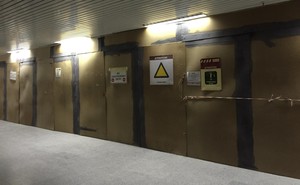 Photo of locked doors in Botha Sigcau Building