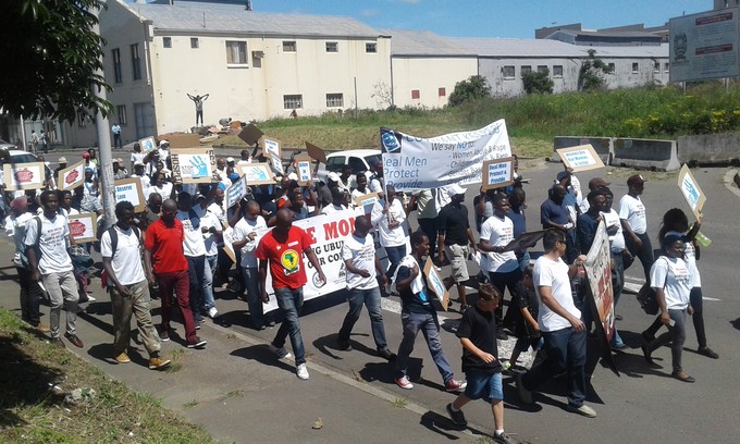 Photo of men marching