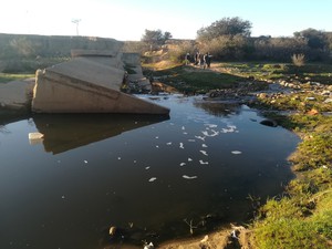 Photo of a collapsed bridge