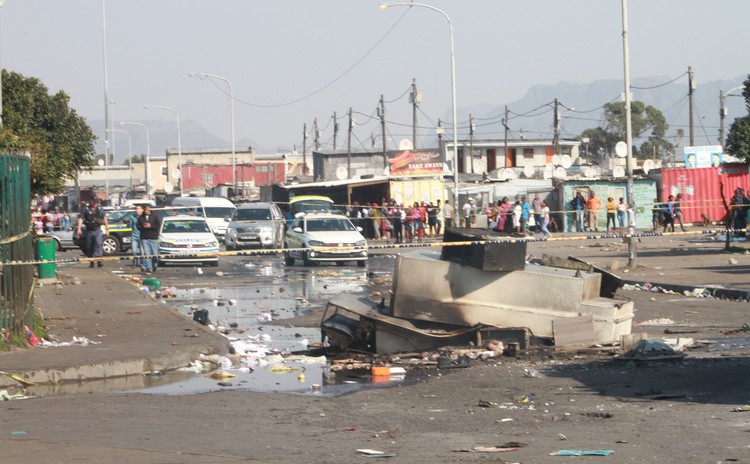 Photo of damaged and looted shops