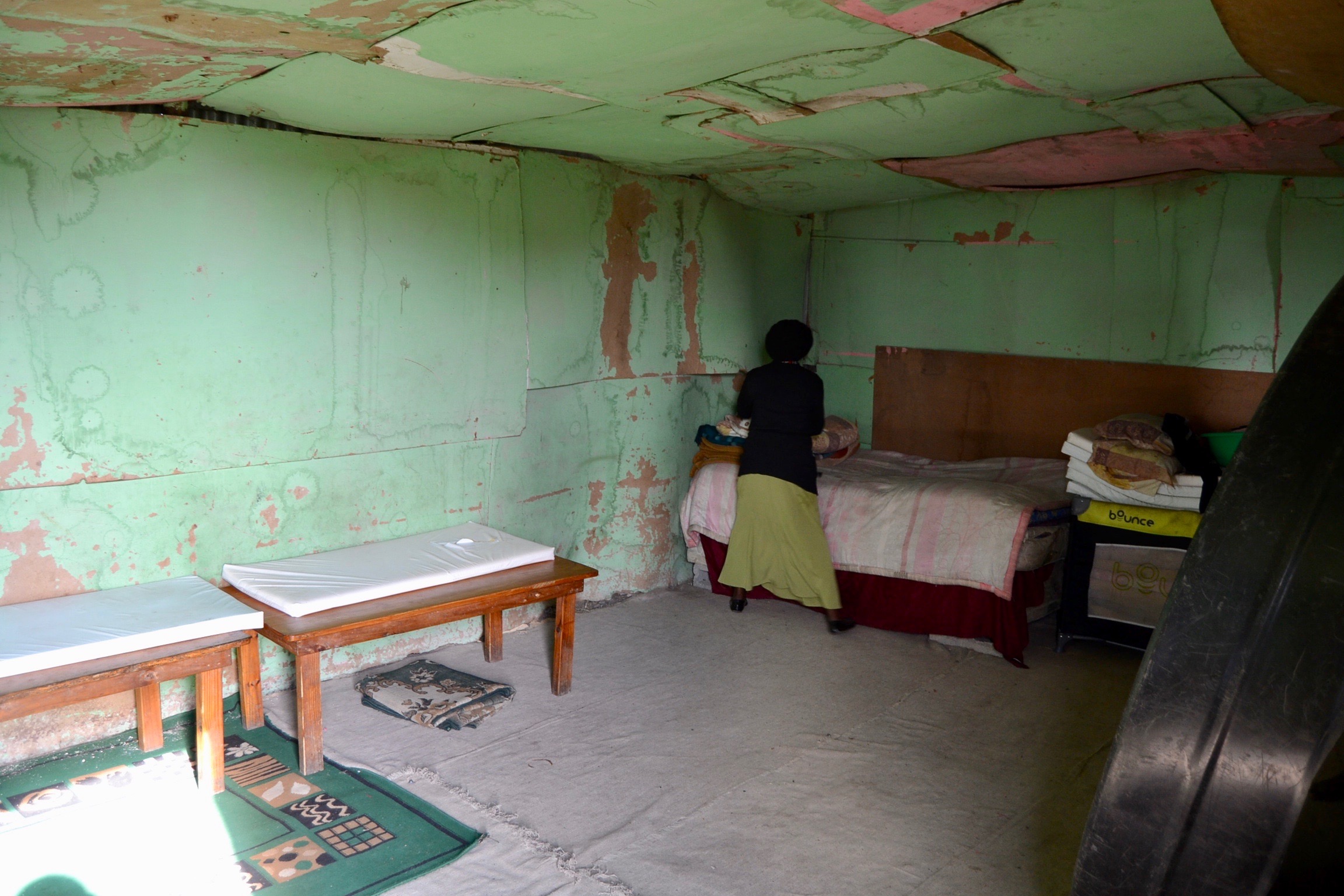 Photo of the inside of a shack