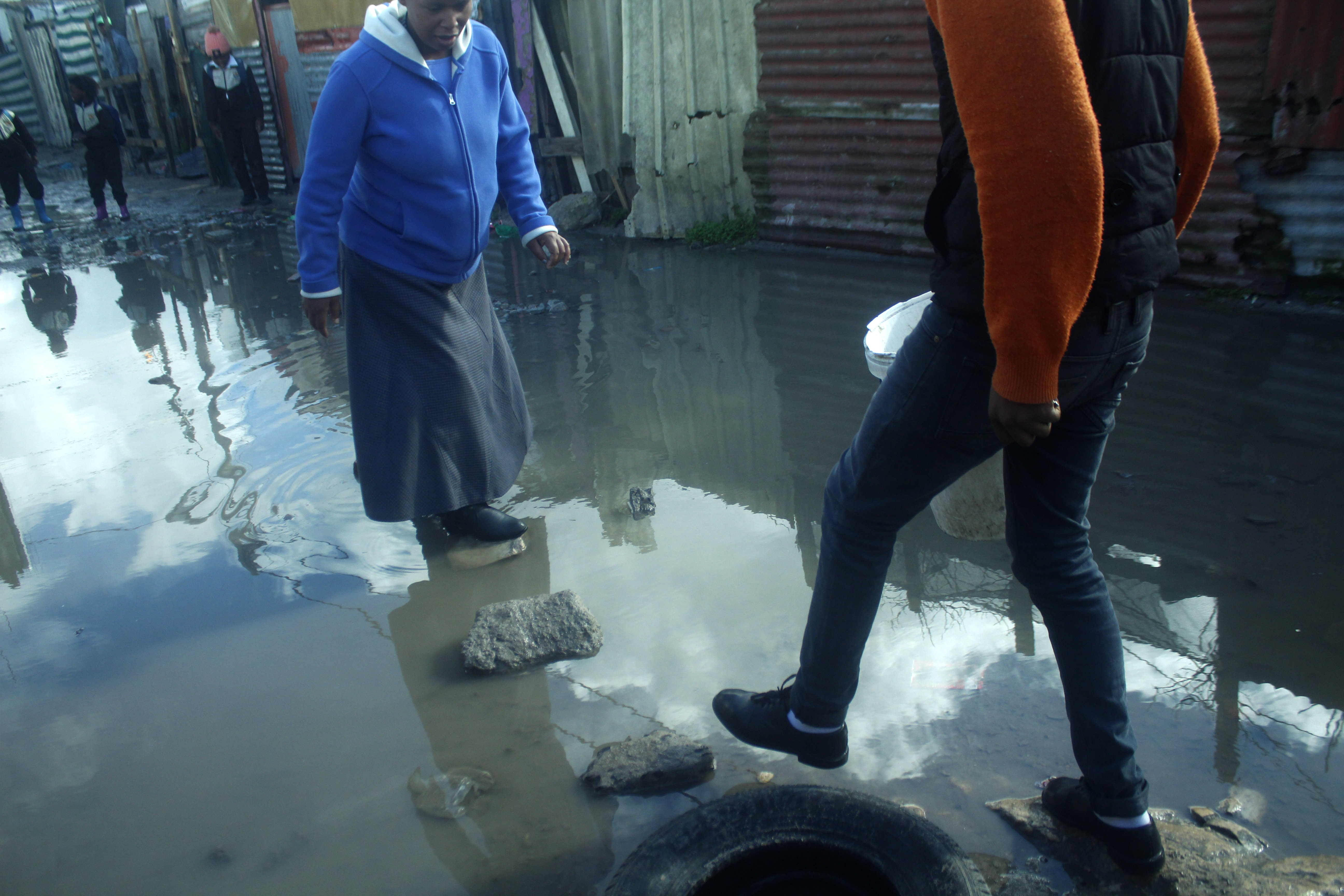 People walking in water