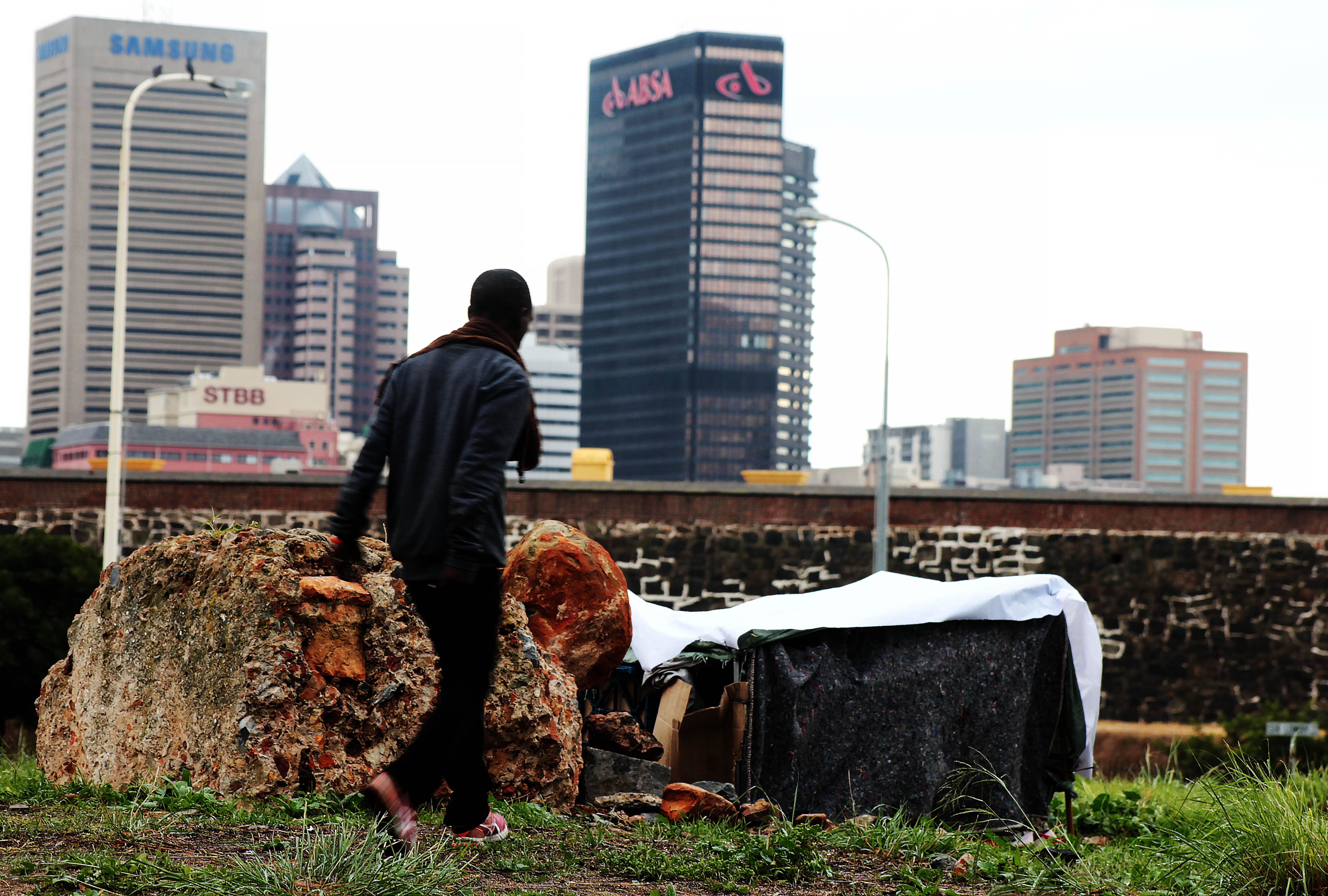 Photo of homeless people's structures